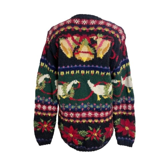 Vintage Talbots Wool Sweater Women's Hand Knit Bells Ducks Floral Pullover S - Picture 3 of 9